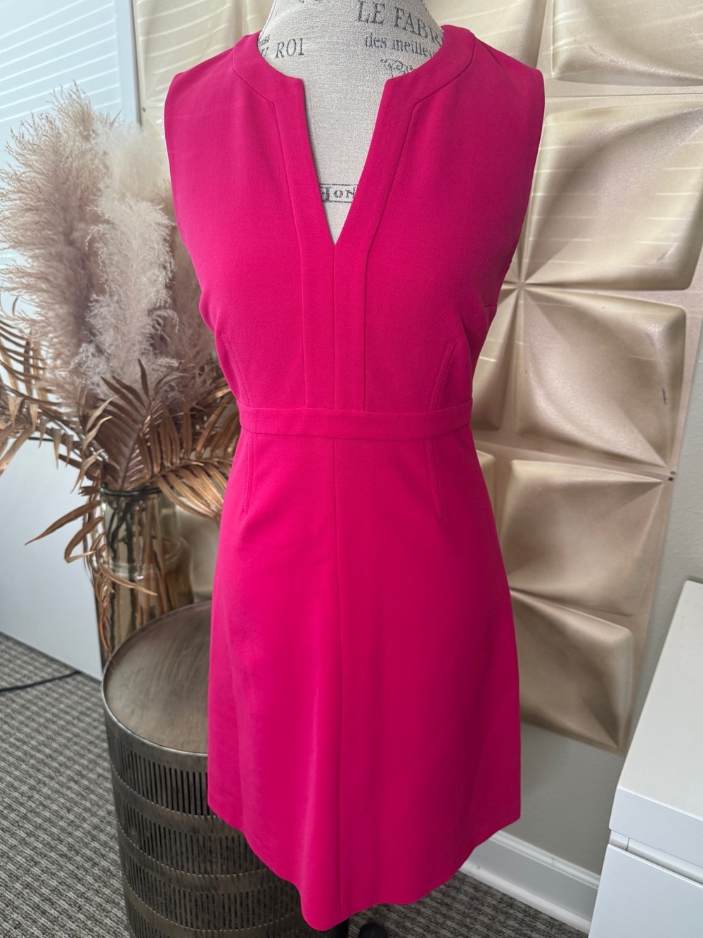 Diane Von Furstenberg Vibrant Fuchsia Sleeveless V-Notch Dress